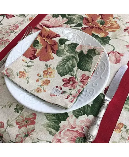 Серветка Прованс Глорія, 40х40 см, Троянда, червоний із зеленим (15416) - фото 2