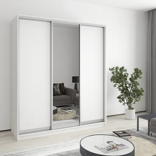 Шафа-купе тридверна MebelStar Комбо AL 2ДСП/Дзеркало 180x45x210 см Аляска білий (MBS-3190)