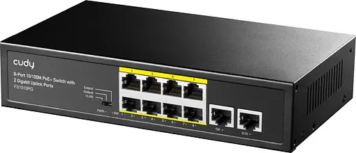 Коммутатор Cudy FS1010PG 8 портовый 10/100M PoE+ Switch with 2 Gigabit Uplink Ports 120W - фото 2