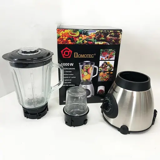 Стаціонарний блендер з кавомолкою Domotec MS-6610 для коктейлів 1.5л 1000Вт Срібний/Чорний - фото 2