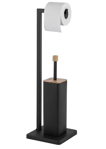 Стойка для ершика и туалетной бумаги Yoka Saki black bamboo PD.SAKI-BLK, Черный матовый - фото 3