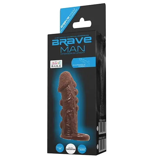 Насадка на пенис Baile Brave Man 14 см коричневый - фото 6