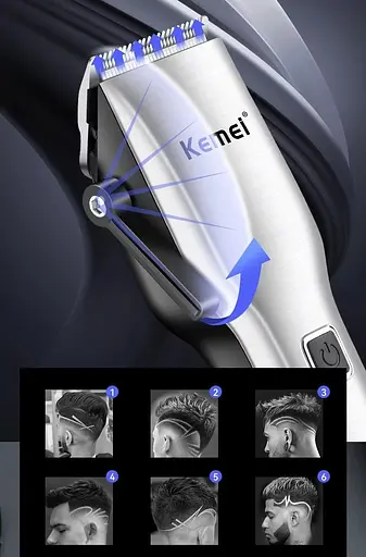 Машинка для стрижки волосся Kemei Km-6050 (Срібляста) - фото 6