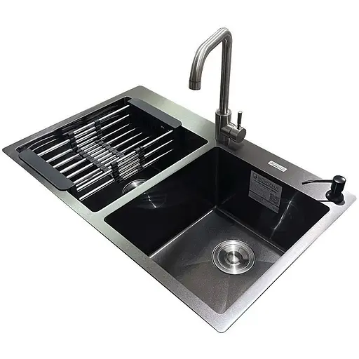 Комплект мийка + змішувач Romzha Arta U-730SD BL (B) - фото 1