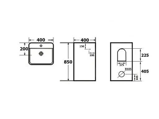 Умивальник Newarc Aqua 40x40 підлоговий з тримачем для рушника білий 9412W, Білий - фото 4