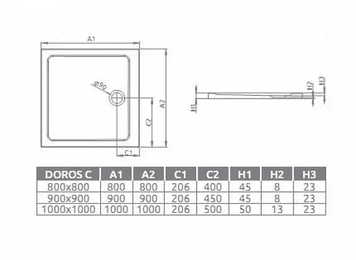 Душовий піддон Radaway Doros Plus C 90x90 SDRPC9090-01 - фото 3