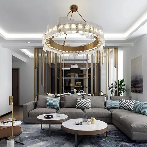 Латунная люстра с декоративными пластинами в двух размерах Line.F Диаметр 50см - фото 1