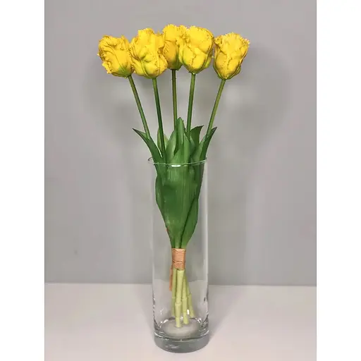 Тюльпани штучні Hvoya Real Touch латексні махрові 5 шт. жовті - фото 3