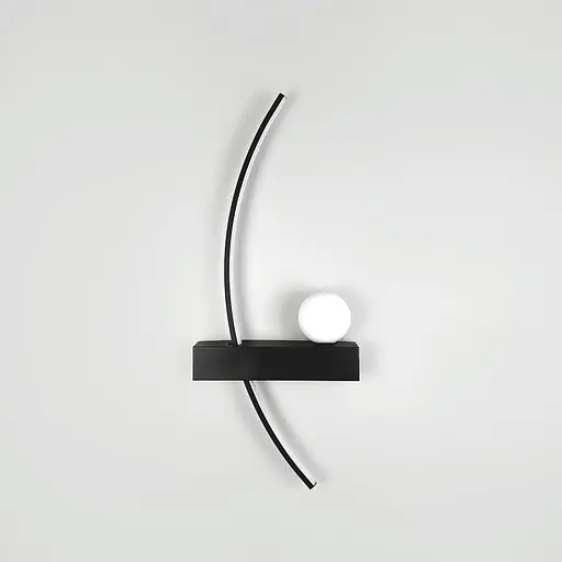 Чорне дугове бра з білим плафоном у лівому корпусі 60 см Line F Арт. WJ113/600 L BK (лівий) - фото 7