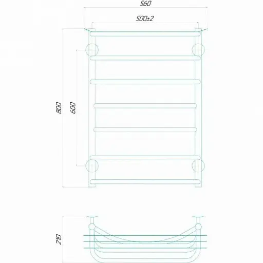 Рушникосушка водяна Deffi Юність П7 500х800 мм нижнє підкл. Чорний 30412 - фото 2