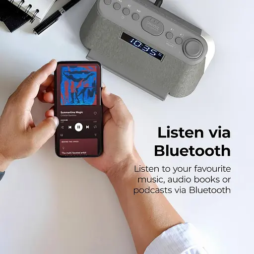 Будильник i-box Bedside, будильник з бездротовою зарядкою, Bluetooth-динамік, FM-радіо, бездротовий зарядний пристрій Qi - фото 5