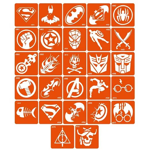 Набір трафаретів для біо-тату R - пірати, супергерої r_simple_5x5_27_1