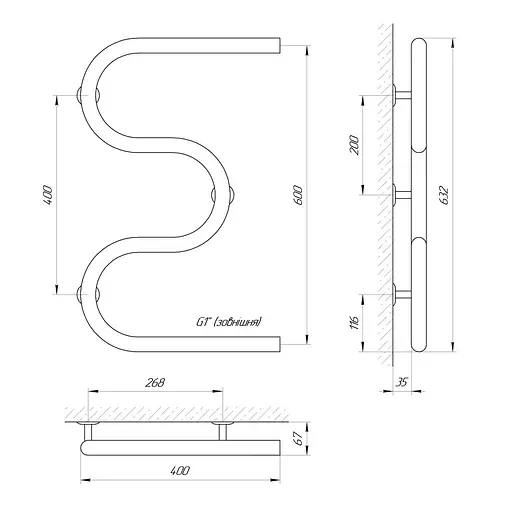 Водяна рушникосушка Laris Змійовик 30 РС3 400x600 1'' 71207375, Хром - фото 3