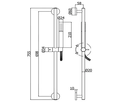 Душовий гарнітур Paffoni ZSAL 135 CRAG, Хром - фото 2