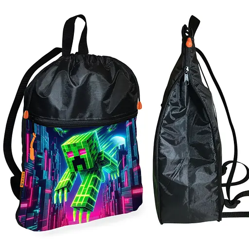 Рюкзак-мешок для обуви,спортивной формы Майнкрафт "Minecraft" детская сумка для сменки с расширителем (01293)