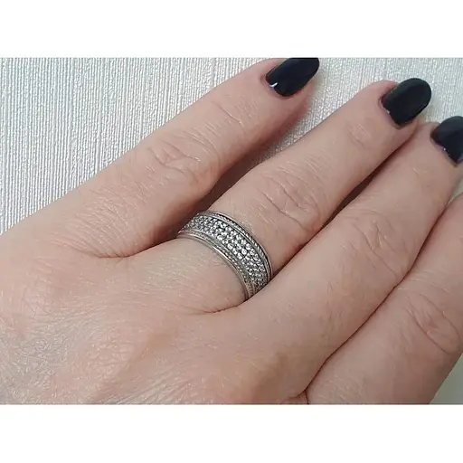 Срібне кільце Агні Річка Широка з фіанітами. 1578/9Р-CZ 19 - фото 2