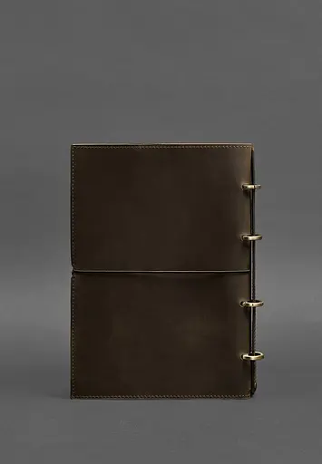 Шкіряний блокнот А4 на кільцях (Софт-бук) 9.0 в м'якій обкладинці темно-коричневий Crazy Horse - фото 6