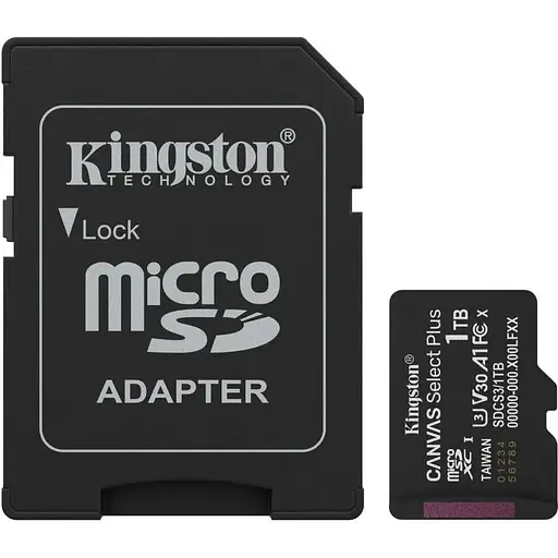 Карта памяти Kingston MicroSDXC 1Tb U3 A1 Canvas Select Plus 150R + адаптер (SDCS3/1TB) - фото 1