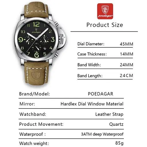 Мужские наручные часы Poedagar Luminious - фото 9