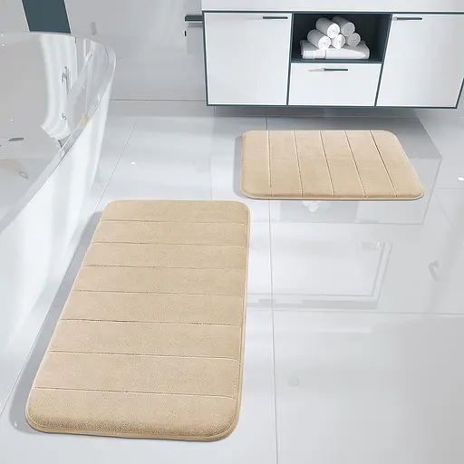 Набор 2 коврика для ванной Aquarius с эффектом памяти 50х80 см, 40х60 см Бежевый в полоску