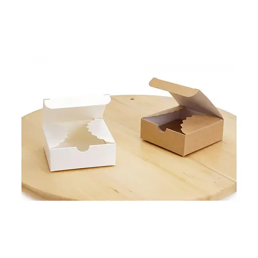 Мини коробка для сладостей конфет, пастилы, мармелада, маршмеллоу 83×83×30 мм, крафт коричневая, с вкладкой, Vals Крафт 87502 - фото 2