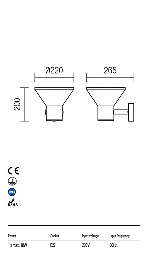 Бра вуличне WIT AP E27 18W IP44 DG (5.1.1) Redo 9686 - фото 3