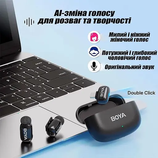 Петличка Boya Mini Dual Type C з зарядним кейсом бездротовий мікрофон 2 шт. - фото 8