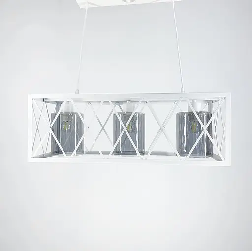 Люстра в металевому білому каркасі на 3 плафони Line.F Колір плафона Янтарний - фото 3