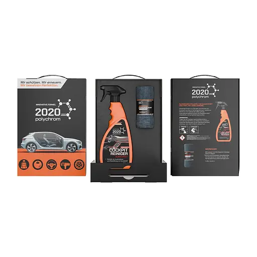 Набор Polychrom 2020 глянцевый полироль для пластика и винила с ароматом ванили Cockpit Reiniger 500 мл + микрофибра
