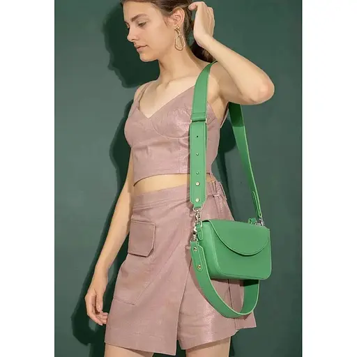 Женская кожаная сумка Molly ярко-зеленая - фото 1