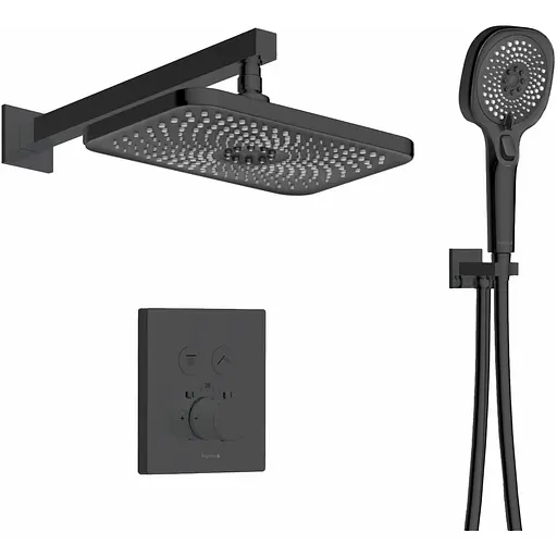 Душова система прихованого монтажу із термостатом Imprese Centrum EQ верхній душ 280x190 мм ABS black matt V-10301EQ, Чорний матовий - фото 1