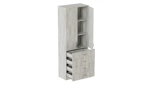 Шкаф Анжело Ferrum-decor на 3 полок с 2 дверями и 4 ящика 1900x700x380 ДСП Бетон 16 мм (FRD-105030)