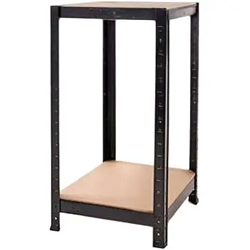 Стелаж металевий 90x30x30 см ЧОРНИЙ 2 полички MДФ (5 мм) БОНА-ПРО