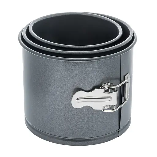 Набір з 3 форм зі знімним дном для випікання тортів і пасок з антипригарним тефлоновим покриттям Ø12/14.5/17 см, Kitchen Master Чорний 86182 - фото 1