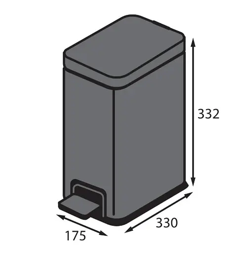 Відро для сміття Koer TC-010108-07 з плавним закриттям прямокутне 8 л графіт (KR5591)  - фото 3