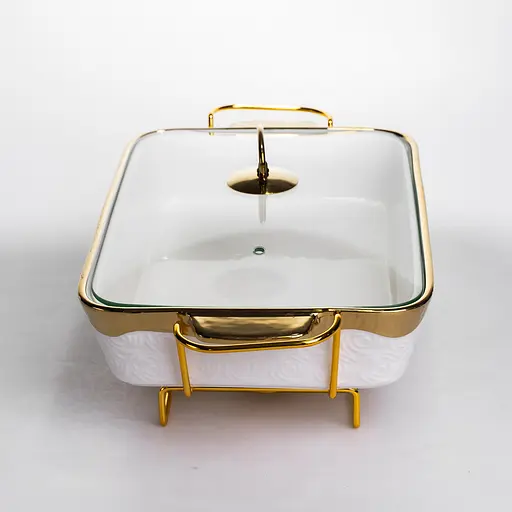 Мармітниця порцелянова Yiwu 2 л на металевій підставці з підігрівом 40х22.5х15.5 см марміт для перших страв HNG-112-15 - фото 4