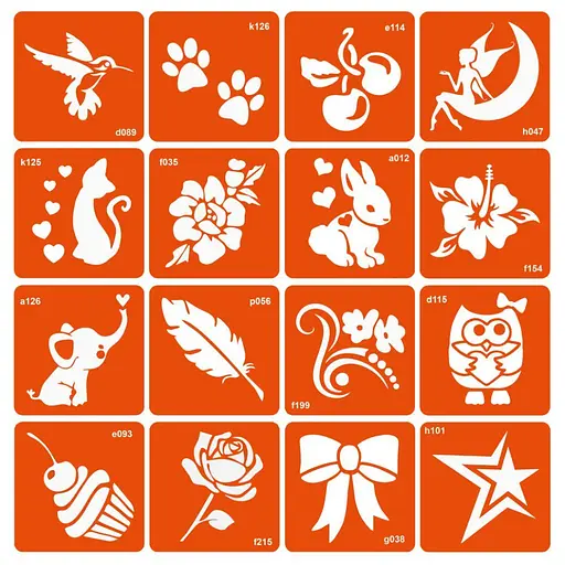 Набір трафаретів для біо-тату Мікс для дівчаток №1 mix_for_girls_simple_1-16