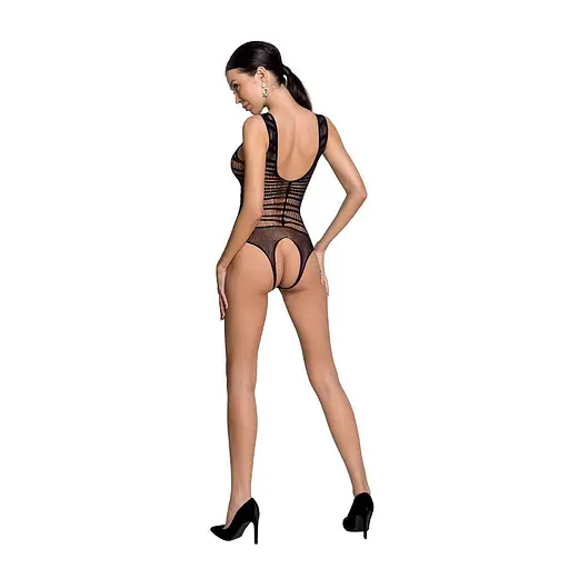 Бодистокинг с доступом Passion BS086 black вертикальная сетка вырез на спинке One size - фото 4