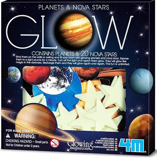 Наклейки, светящиеся в темноте 4M Планеты и 20 звезд Glow planets nova stars 00-05635 Люминесцентные наклейки - фото 4