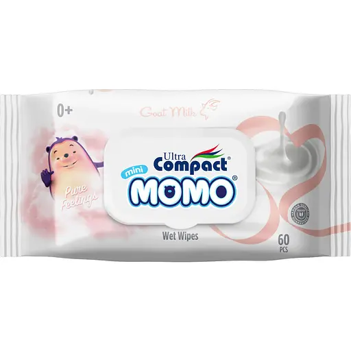 Влажные салфетки для детей Ultra Compact Momo Goat Milk с клапаном 60 шт.