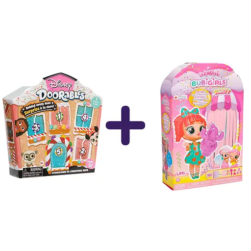 Набор: игровой набор Disney Doorables Большой праздничный дом + игровой набор с куклой Bubiloons Малышка Баби Лекси 18.5 см