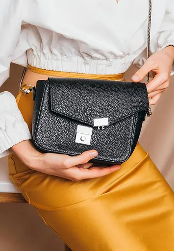 Жіноча шкіряна сумочка Yoko чорна флотар - фото 4