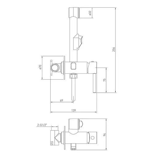 Набір гігієнічного душу прихованого монтажу Volle Sistema E 1580.160101, Хром - фото 2
