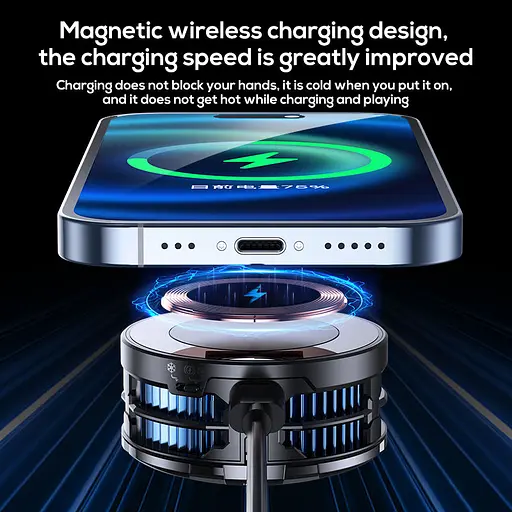 Кулер активне охолодження для телефону / планшета Memo CX08 Wireless Charge з Бездротовою зарядкою Blue (18516) - фото 2