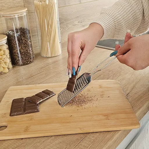 Терка дрібна плоска для шоколаду, сиру, горіхів, часнику, імбиру з нержавіючої сталі 21 см, Kitchen Master 85773 - фото 5