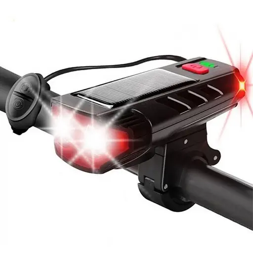 Велосипедный фонарь фара звонок FY-329Pro-2L2 (выносная кнопка, ЗУ micro USB, Waterproof, аккумулятор)