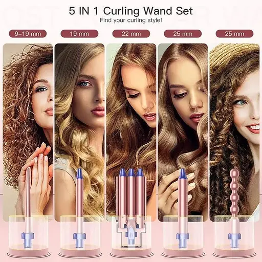 Набір для завивки волосся YIRISO 5 в 1 з 3 бочками, керамічні щипці для завивки 9-25 мм - фото 5