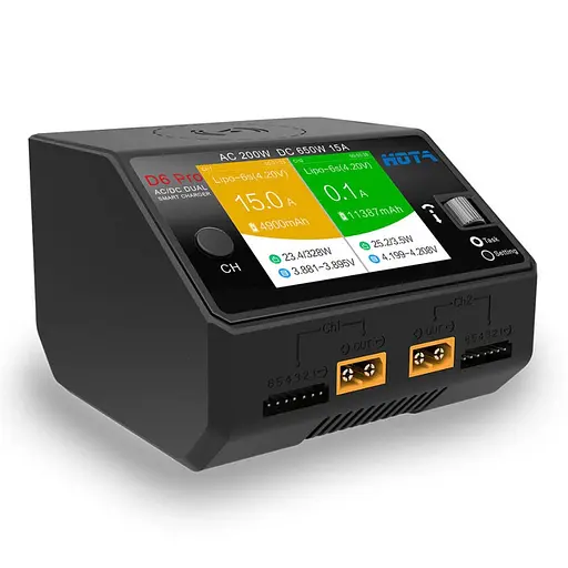 Двухканальное зарядное устройство HOTA D6 Pro Dual 325W 15A 1-6S LiPo AC/DC FPV с беспроводной зарядкой черный (18768) - фото 2