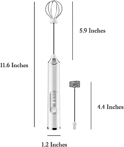 Электрический венчик для взбивания яиц с радиоуправлением, вспенитель молока, перезаряжаемый миксер с 3 скоростями и 2 съемным. - фото 4
