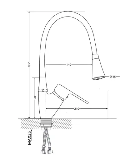 Змішувач для кухні Lidz Tani 007F3, Chrome/Grey (k40) LDTAN007F3GCR31869 - фото 5